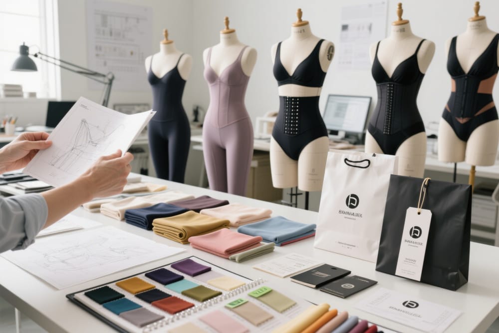 Modelos, materiales y características de marca de prendas moldeadoras para una colección